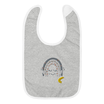 "Smiling Rainbow" Embroidered Baby Bib