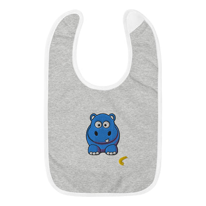 "Little Hungry Hippo" Embroidered Baby Bib