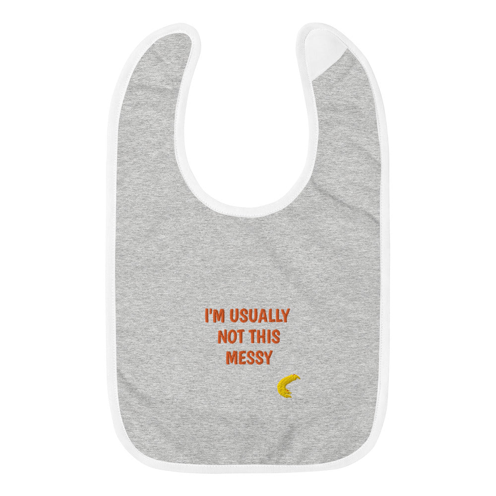 "Messy Baby" Embroidered Baby Bib