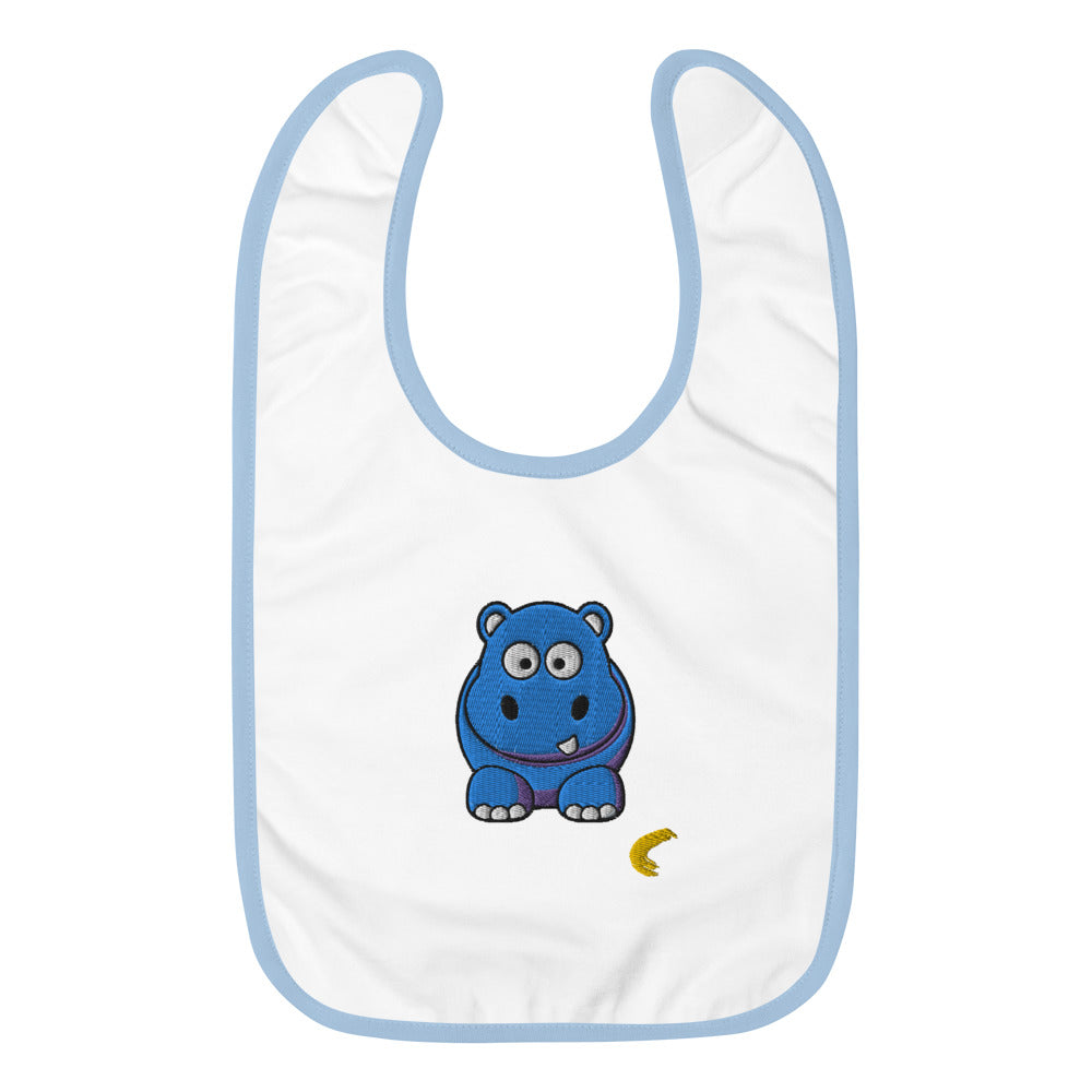 "Little Hungry Hippo" Embroidered Baby Bib