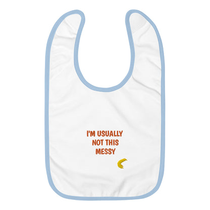 "Messy Baby" Embroidered Baby Bib