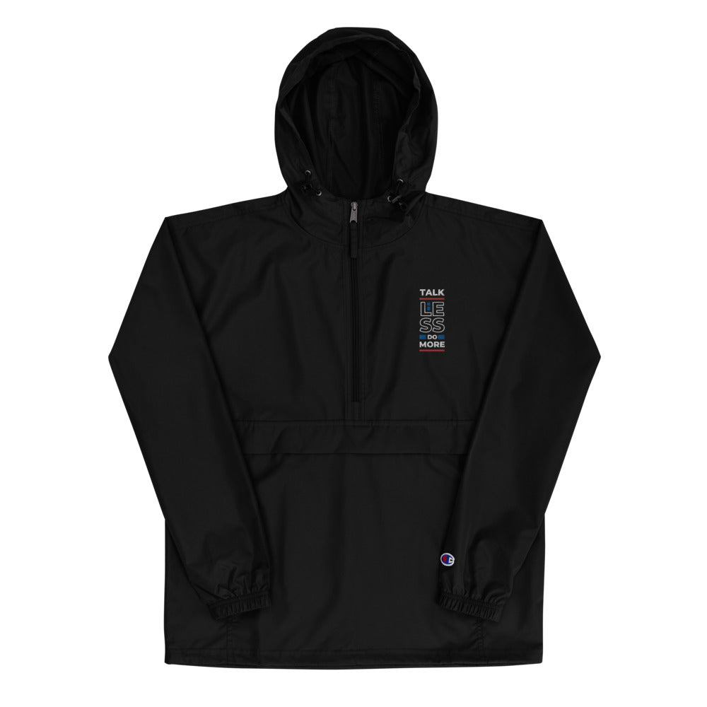 "Talk Less" Embroidered Champion Packable Jacket