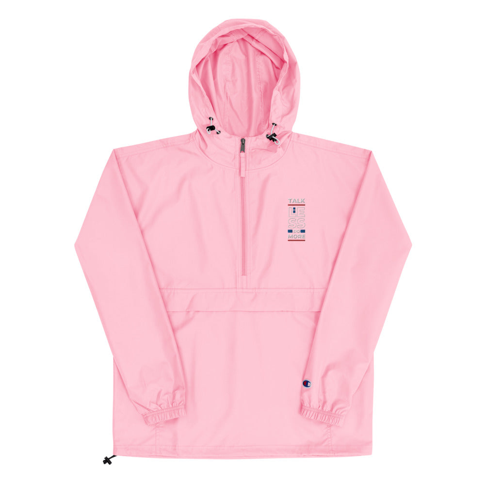 "Talk Less" Embroidered Champion Packable Jacket